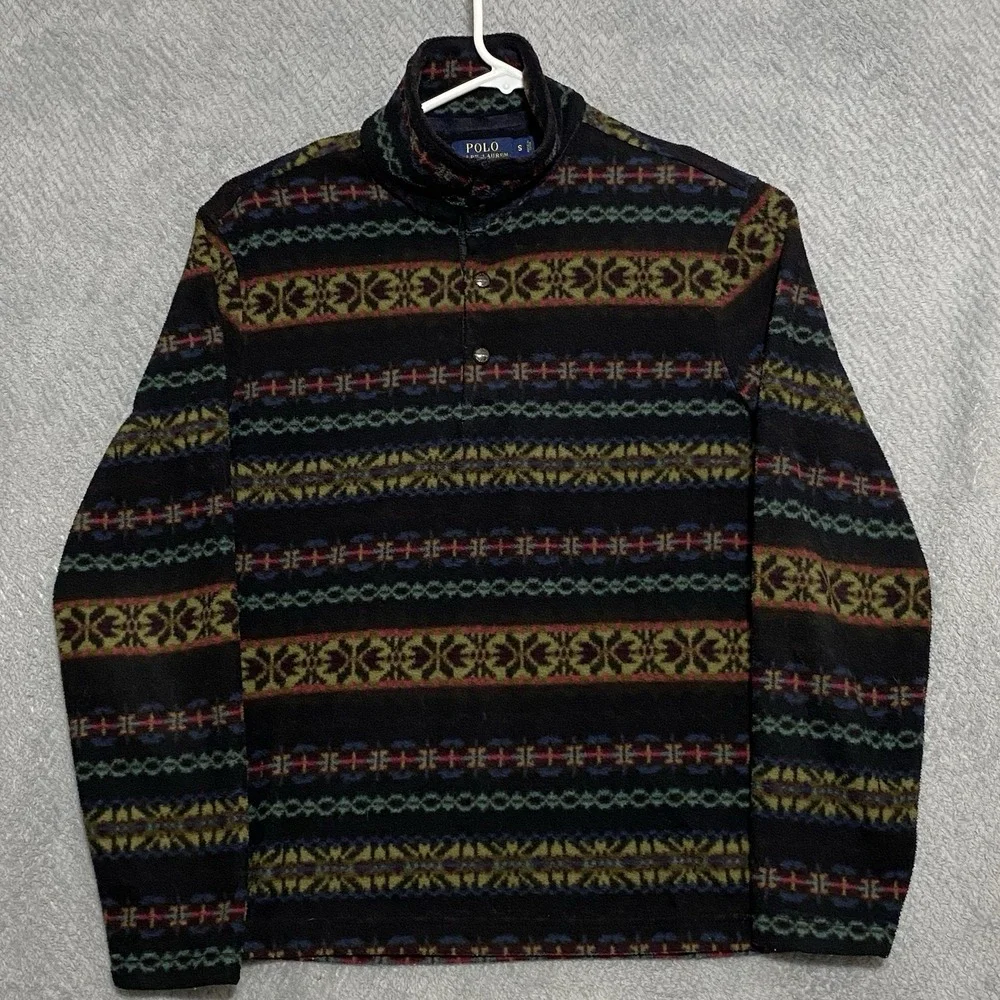 Ralph Lauren Southwestern Aztec Polo Mens S Small Fleece Pullover Sweater Jacket